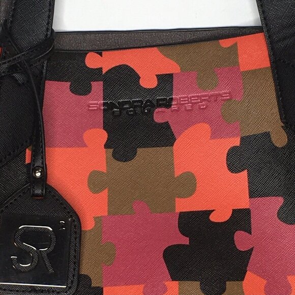 Sondra Roberts Squared Large Colorful Faux Leather Shoulder Bag Tote - Picture 16 of 16